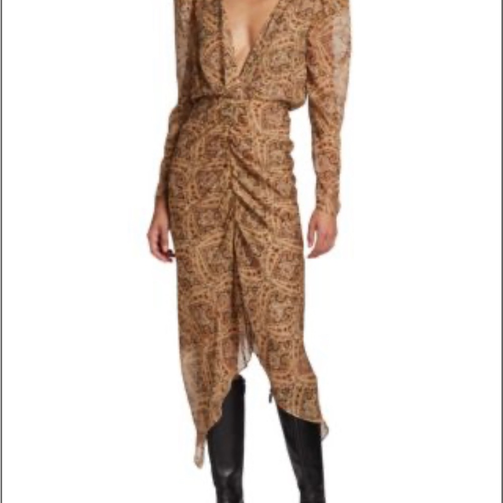 Ronny Kobo Collection Brown Tan Wrap Sheath Dress- worn once!